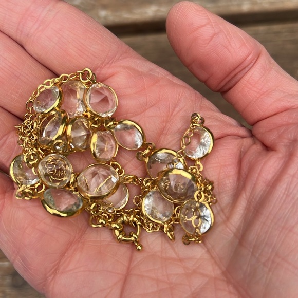 J. Crew Necklace Gold and Crystal Elegant Jeweled 36” - Picture 3 of 7